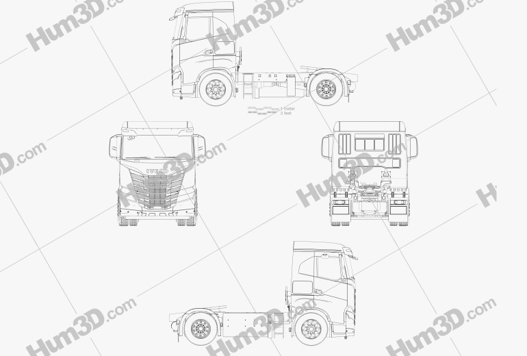 Iveco X-Way Camion Trattore 2020 Blueprint