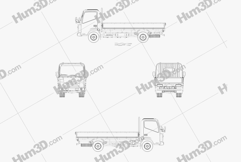 JAC N721 Flatbed Truck 2016 Blueprint