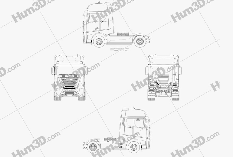 JMC Weilong HV5 Camion Trattore 2018 Disegno Tecnico