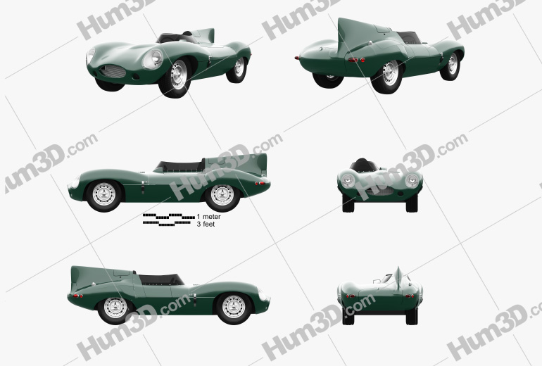 Jaguar D-Type 1955 Blueprint Template