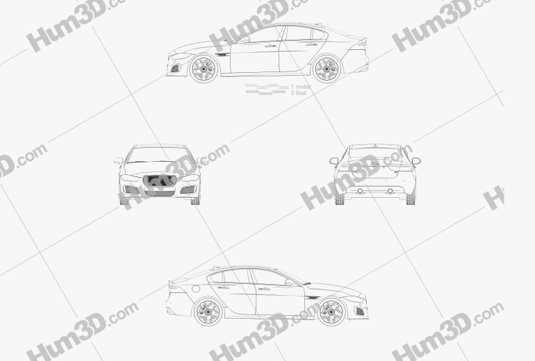 Jaguar XE S 2015 Disegno Tecnico