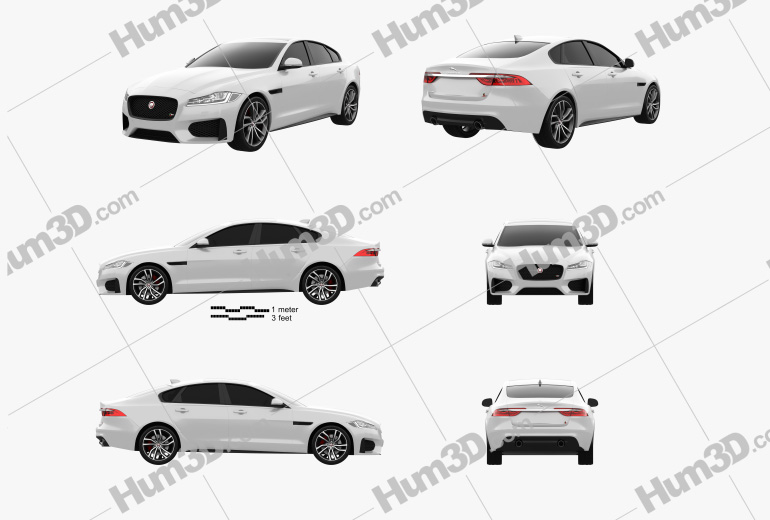 Jaguar XF S 2019 Blueprint Template