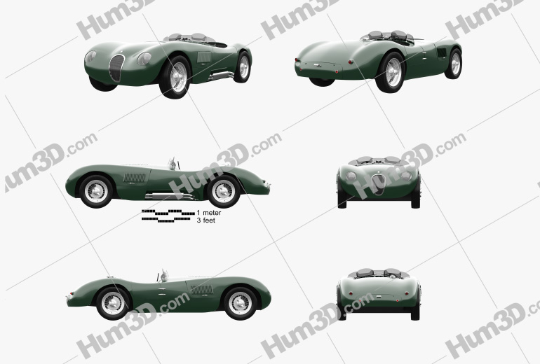 Jaguar C-Type 1951 Blueprint Template