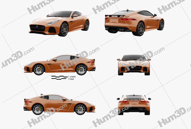 Jaguar F-Type SVR Coupe 2020 Blueprint Template