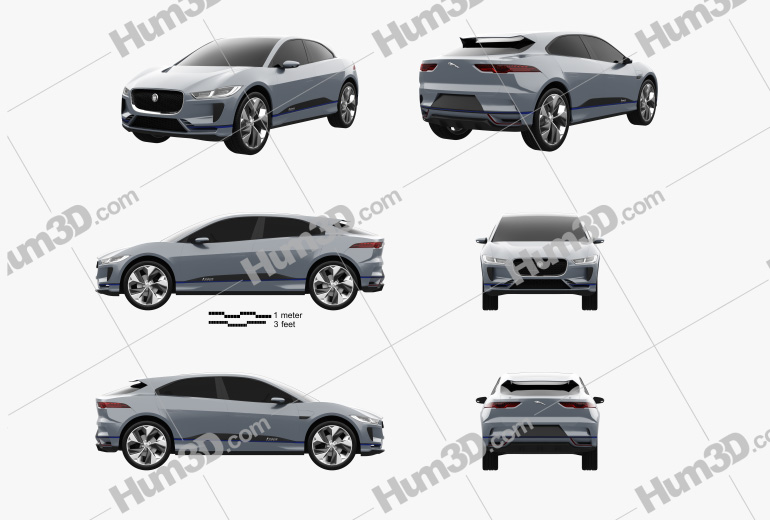 Jaguar I-Pace Concept 2019 Blueprint Template