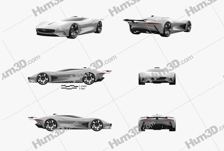 Jaguar Vision Gran Turismo coupe 2020 Blueprint Template
