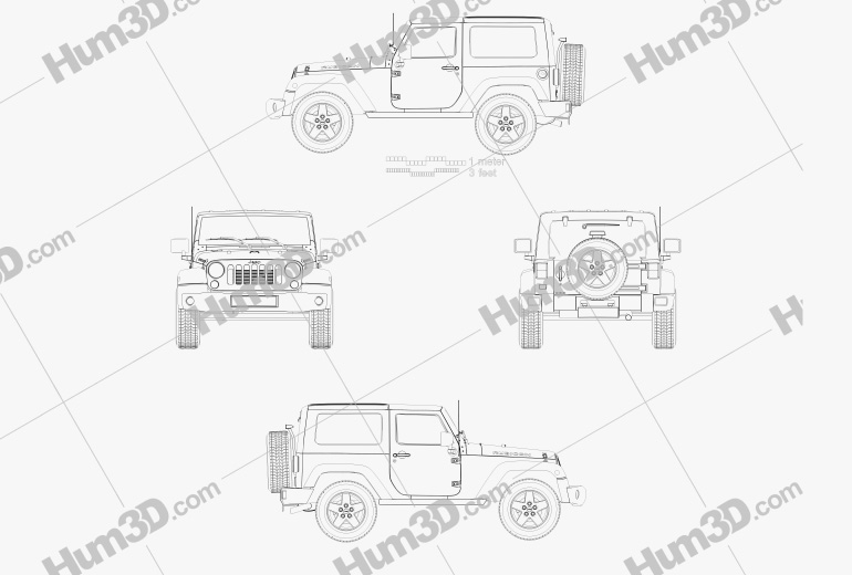 Jeep Wrangler Rubicon ハードトップ 2010 設計図