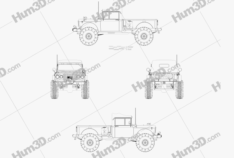 Jeep Kaiser M715 Olive Drab Ogre 1967 Blueprint