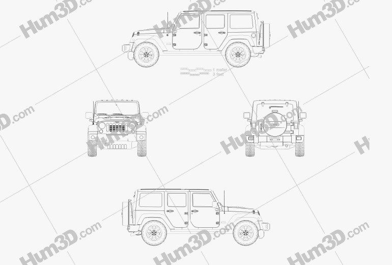 Jeep Wrangler Unlimited Polar Edition 2017 Чертеж