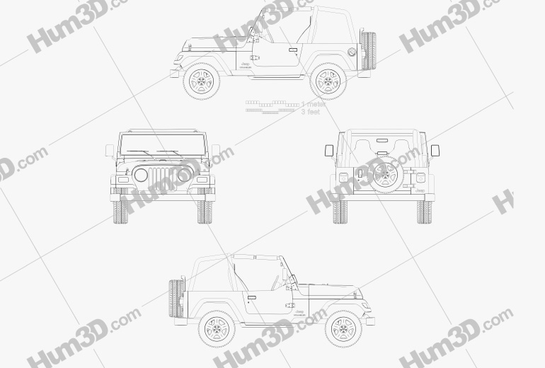 Jeep Wrangler TJ 2000 Креслення
