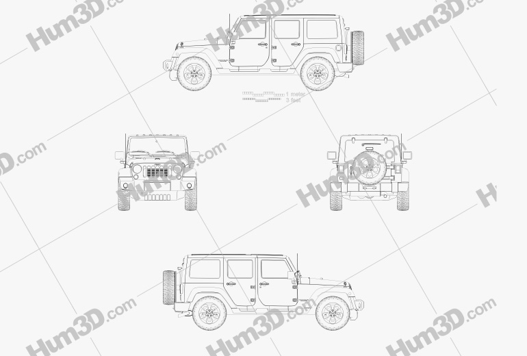 Jeep Wrangler Unlimited Sahara 2017 Креслення