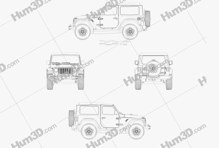Jeep Wrangler Rubicon 2020 Креслення