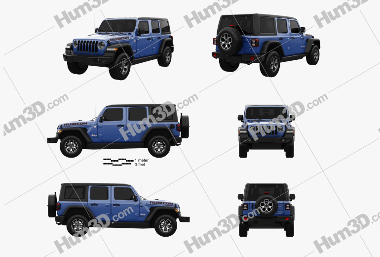Jeep Wrangler Unlimited Rubicon 4-door 2020 Blueprint Template