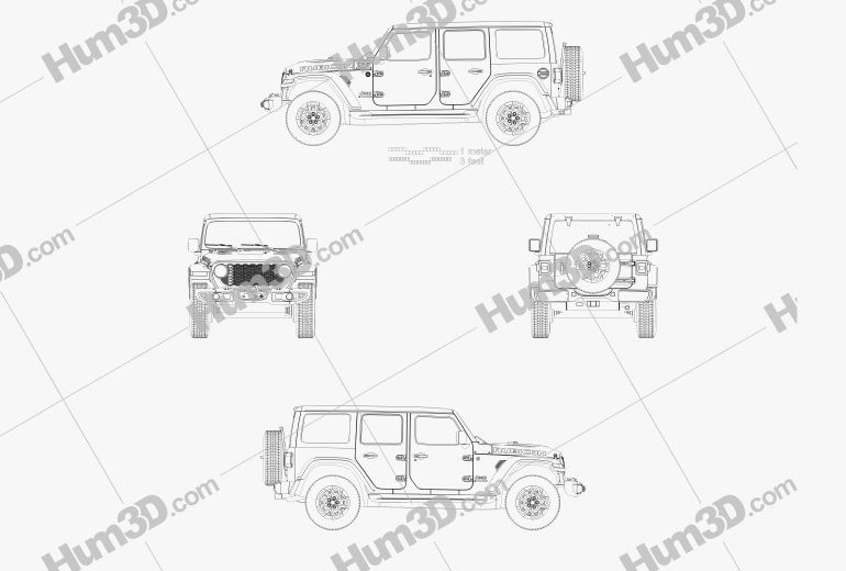 Jeep Wrangler Unlimited Rubicon X 4xe 2024 Креслення