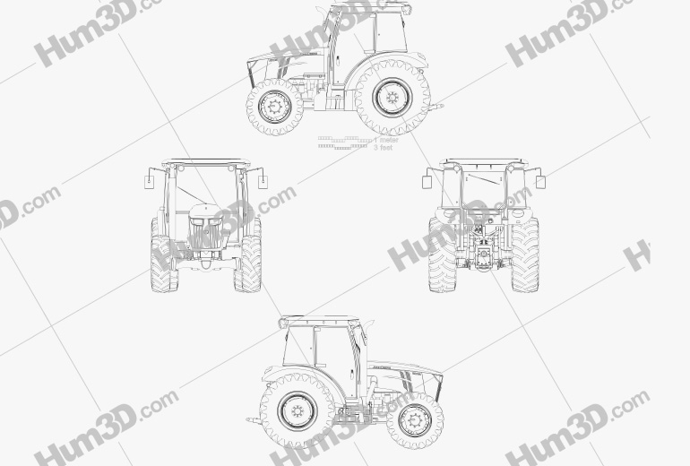 John Deere 5100M Utility Tractor 2013 Blueprint