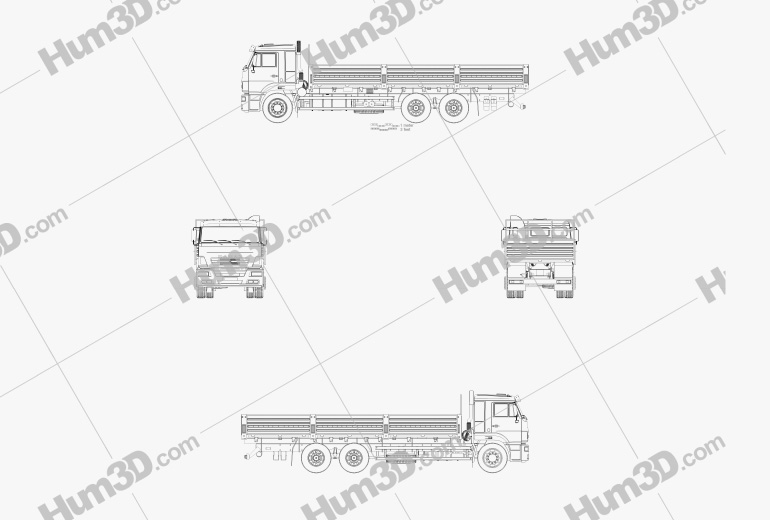 Kamaz 65117 Camión de Plataforma 2014 Blueprint