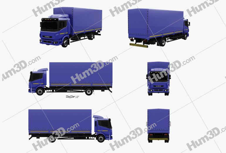 KamAZ 5308 A4 Box Truck 2013 Blueprint Template