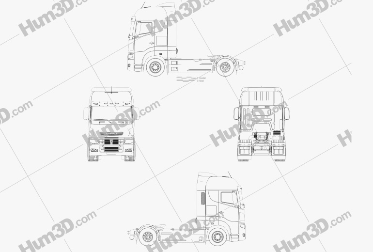 KamAZ 5490 S5 Tractor Truck 2014 Blueprint