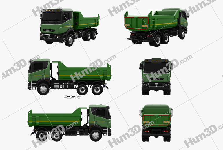Kamaz 65802 Dumper Truck 2013 Blueprint Template