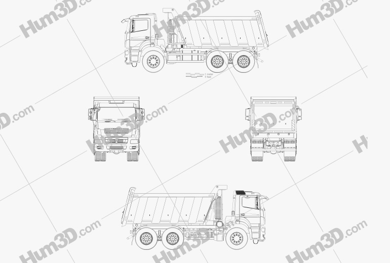 KamAZ 6580 K5 Camion Benne 2016 Blueprint