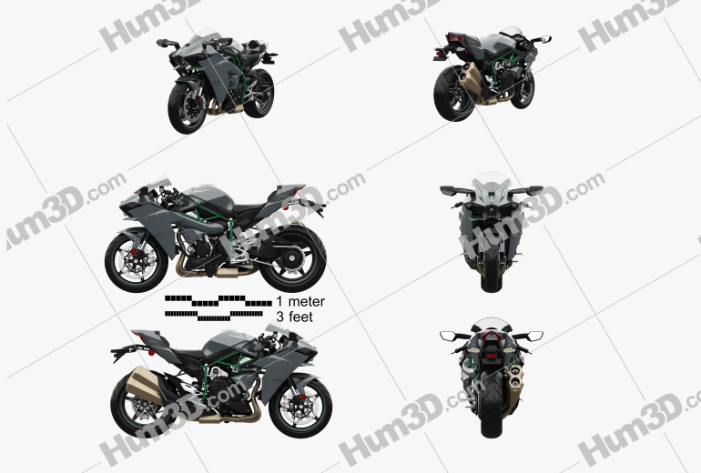 Kawasaki Ninja H2 2015 Blueprint Template