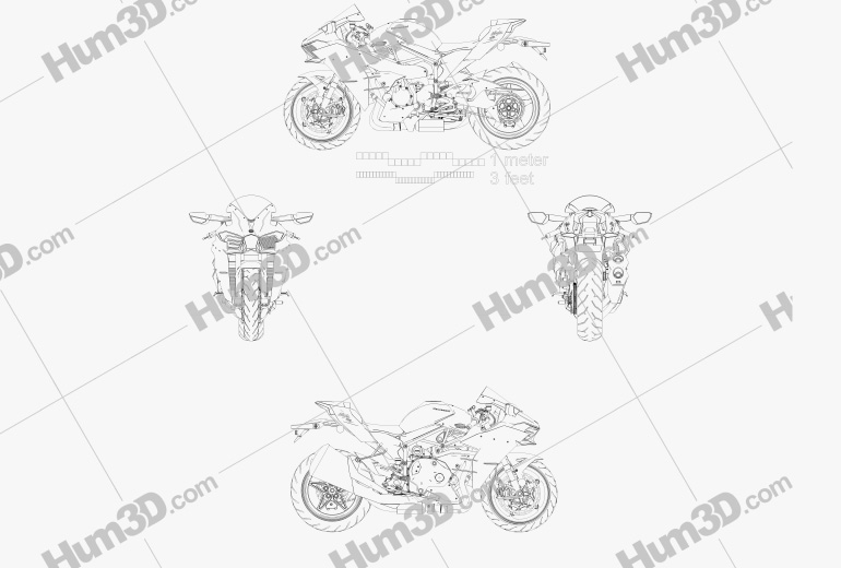 Kawasaki H2R - speed drawing on sketchbook - YouTube