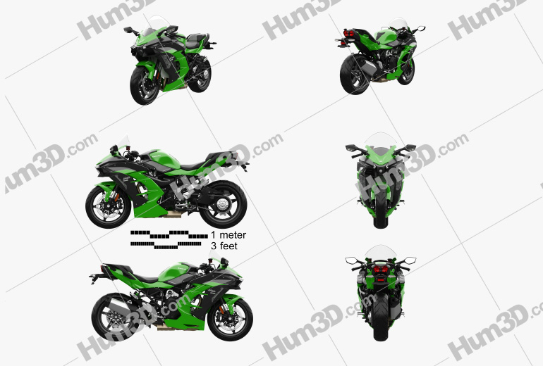 Kawasaki Ninja H2 SX 2018 Blueprint Template