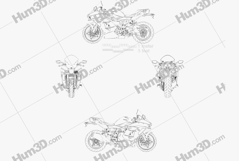Kawasaki Ninja H2 SX 2018 Blueprint