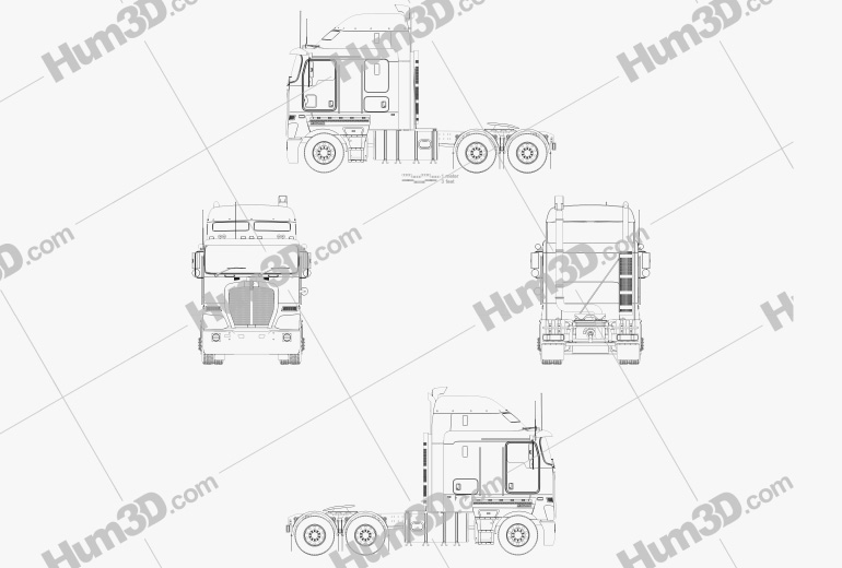Kenworth K200 Tractor Truck 2015 Blueprint