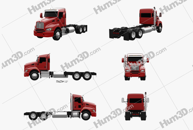 Kenworth T440 Chassis Truck 3-axle 2016 Blueprint Template