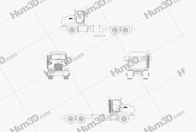 Kenworth T440 Chassis Truck 3-axle 2016 Blueprint