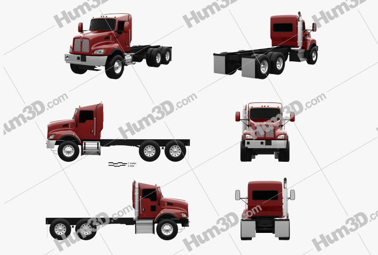 Kenworth T470 Chassis Truck 3-axle 2016 Blueprint Template