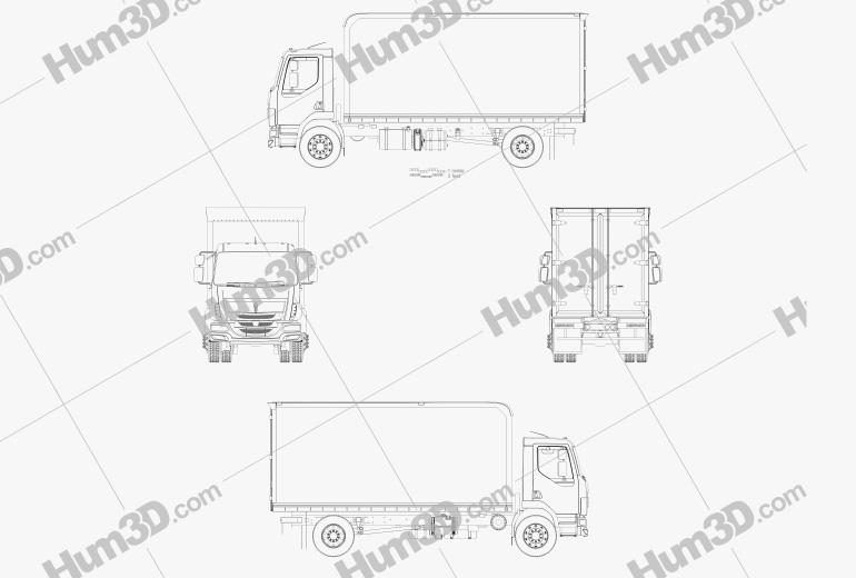 Kenworth K370 Box Truck 2014 Disegno Tecnico