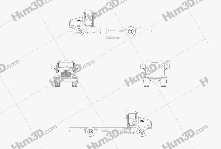 Kenworth T370 Camião Chassis 2018 Blueprint