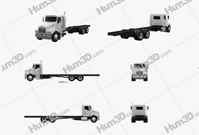 Kenworth T359 Day Cab Chassis Truck 3-axle 2014 Blueprint Template