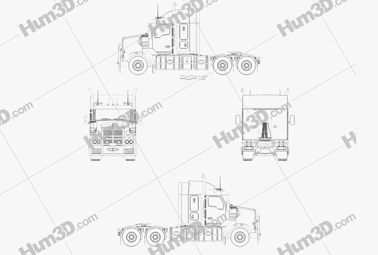 Kenworth T610 SAR Camion Trattore 2023 Blueprint