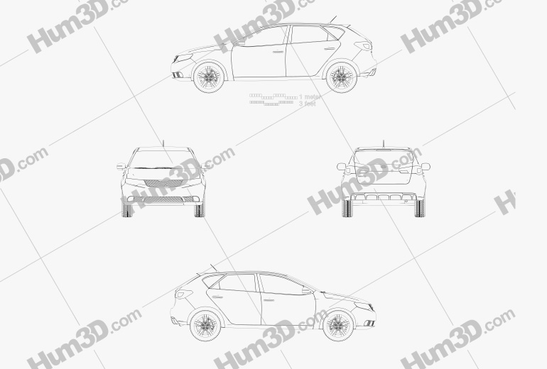 Kia Forte (Cerato, Naza) hatchback 5 portes 2014 Blueprint