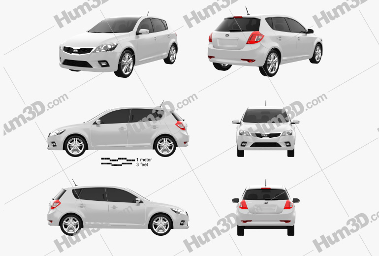Kia Ceed hatchback 5-door 2014 Blueprint Template
