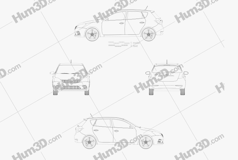 Kia Ceed hatchback 5-door 2014 Blueprint
