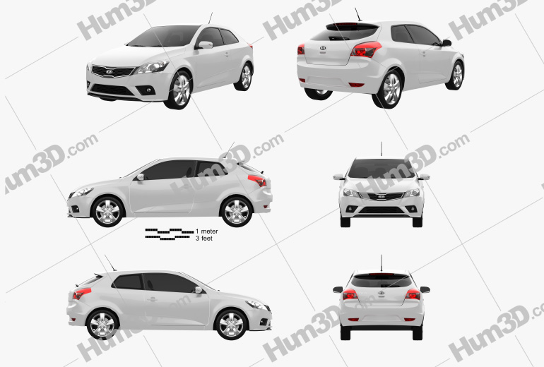 Kia Pro Ceed 3-door hatchback 2014 Blueprint Template