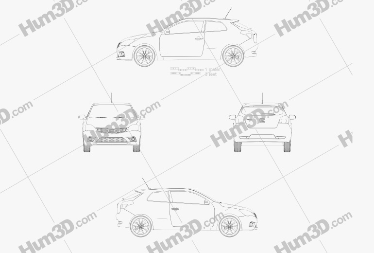Kia Pro Ceed 3-door hatchback 2014 Blueprint