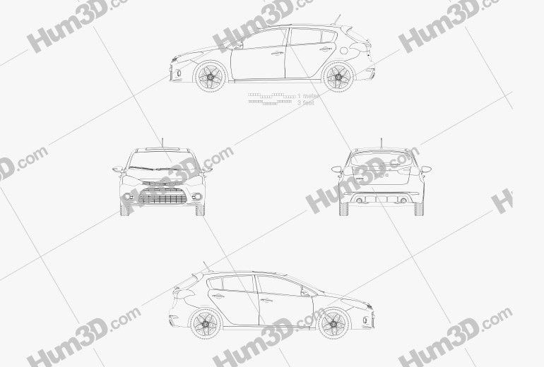 Kia Forte (Cerato / Naza / K3) hatchback 2017 Blueprint
