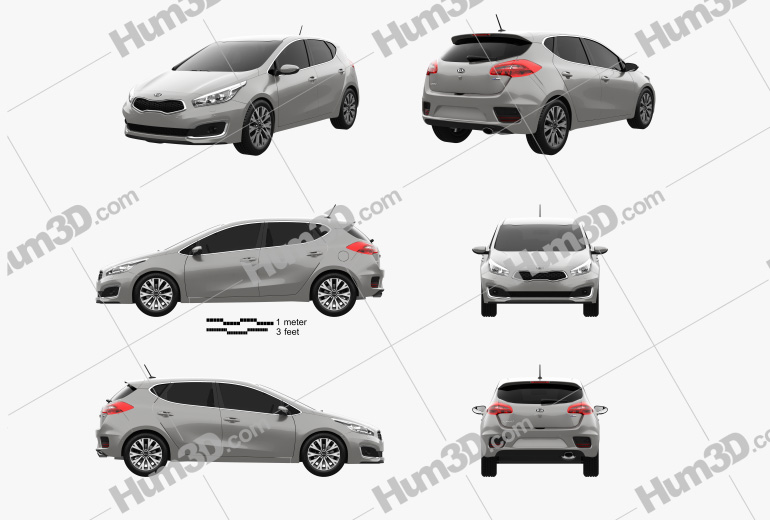 Kia Ceed EcoDynamics hatchback 2018 Blueprint Template