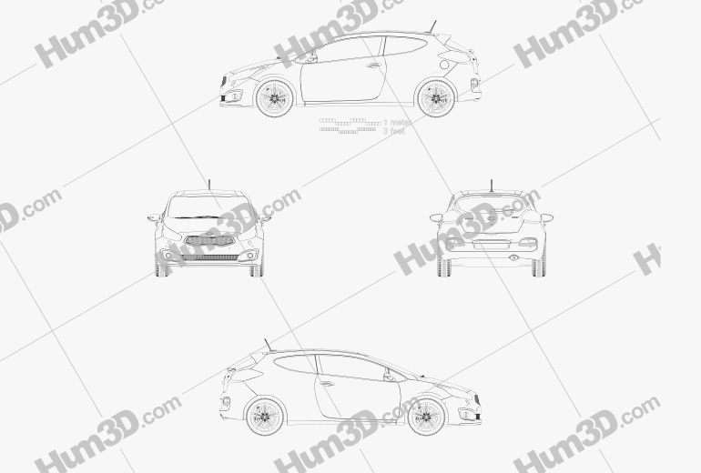 Kia Pro Ceed hatchback 3-door 2018 Blueprint