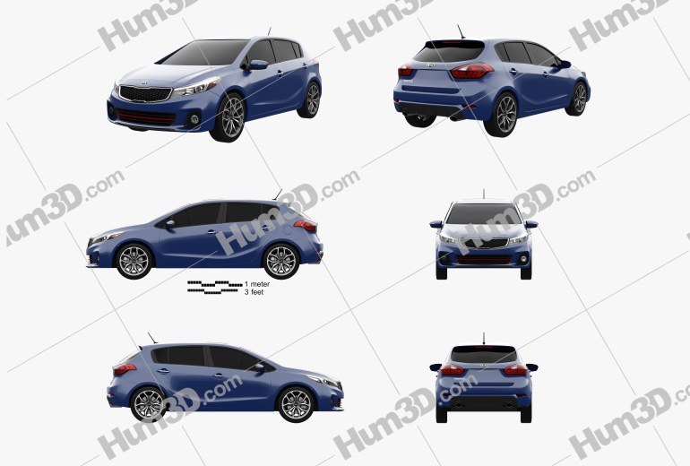 Kia Forte 5-door hatchback 2020 Blueprint Template