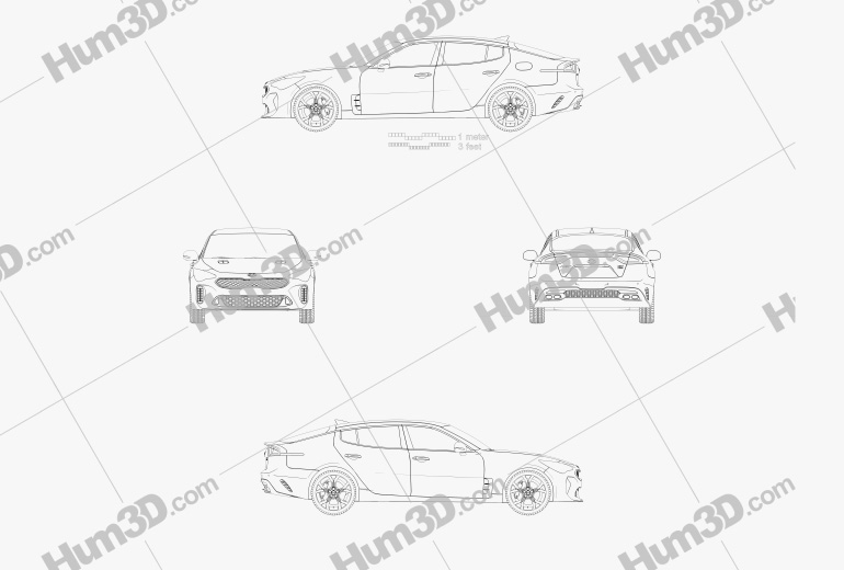 Kia Stinger GT 2020 ブループリント
