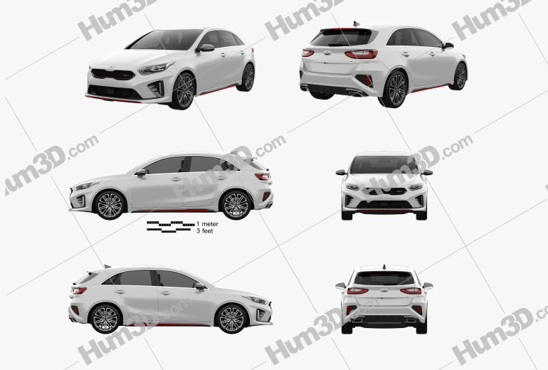 Kia Ceed GT hatchback 2021 Blueprint Template