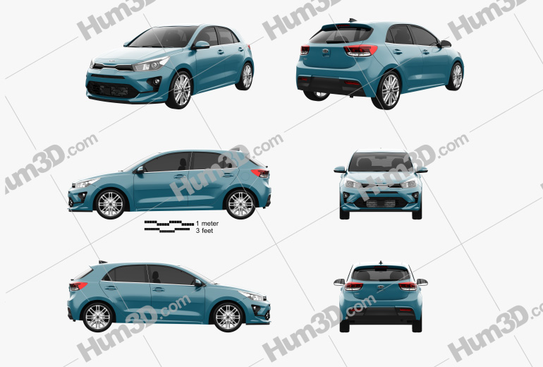 Kia Rio hatchback 2022 Blueprint Template