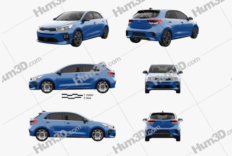 Kia Rio hatchback GT Line 2020 Blueprint Template