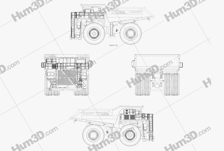 Komatsu 830E Dump Truck 2022 Blueprint